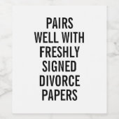 Funny Divorce Papers Wine Label Wijn Etiket (Enkel label)