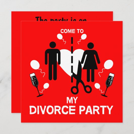 Funny Divorce party Invite Kaart (Voorkant / Achterkant)