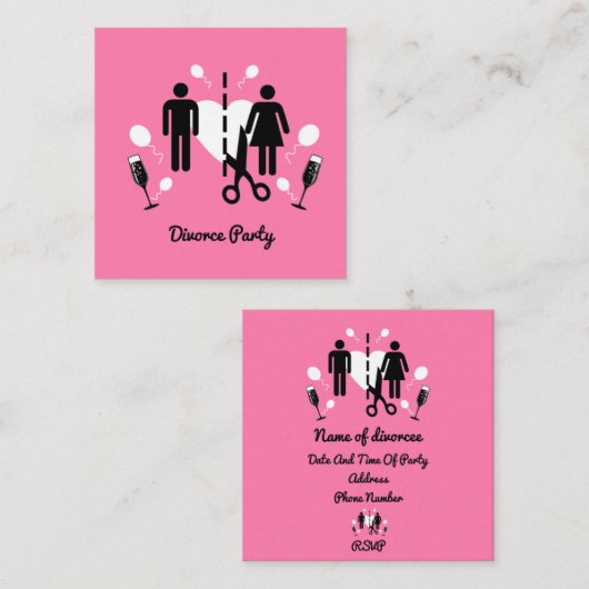 Funny Divorce Party-uitnodigingen Informatiekaartje (Voorkant / Achterkant)