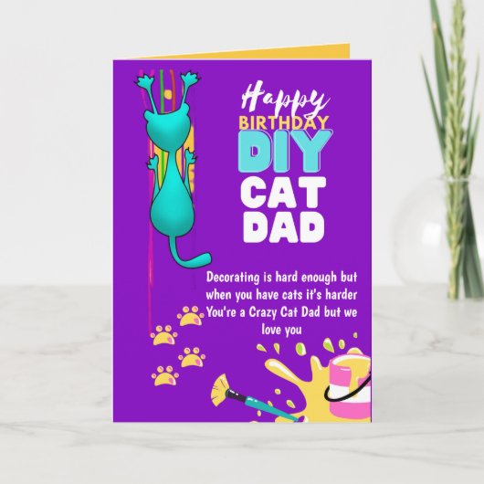 Funny DIY CAT DAD Birthday - Crazy about Cats Man Kaart (Voorkant)