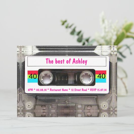 Funny DJ 80s Cassettebandje 40th Birthday Kaart (Staand voorkant)