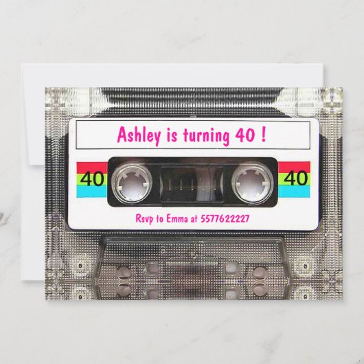 Funny DJ 80s Cassettebandje 40th Birthday Kaart (Achterkant)