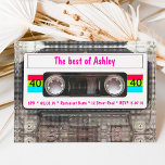 Funny DJ 80s Cassettebandje 40th Birthday Kaart<br><div class="desc">Funny DJ 80s Cassettebandje 40th Birthday. Viel je topmijlpalen,  op het 40ste verjaardagsfeestje in heuvel met deze grappige 80s heldere cassetteband met een  wit label aan beide zijden. Pas je eigen tekst aan.</div>