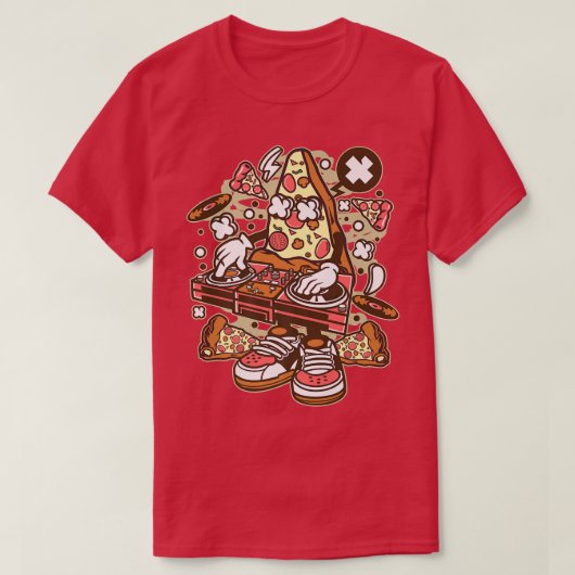 Funny DJ Design Pizza Sound Engineer Disk Jockey T-shirt (Design voorkant)