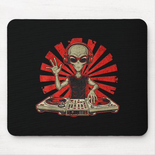Funny Dj Graphic Tee Music Lover Alien Dj Music Mi Muismat (Voorkant)
