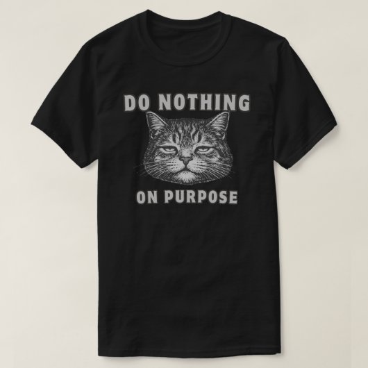 Funny “Do Nothing” Lazy Cat Minimalist T-shirt (Design voorkant)
