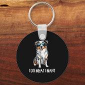 Funny Do What I Want Blue Merle Australian Shepher Sleutelhanger (Voorkant)