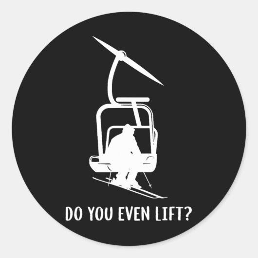 Funny Do You Even Lift Ski Ronde Sticker (Voorkant)