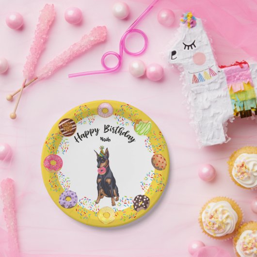 Funny Doberman Birthday Party Paper Bord (Feest)
