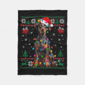 Funny Doberman Christmas Santa Hat Dog Ugly Sweate Fleece Deken (Voorkant)