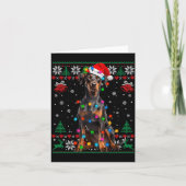 Funny Doberman Christmas Santa Hat Dog Ugly Sweate Kaart (Voorkant)