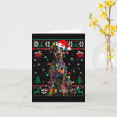 Funny Doberman Christmas Santa Hat Dog Ugly Sweate Kaart (Gele Bloem)