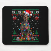 Funny Doberman Christmas Santa Hat Dog Ugly Sweate Muismat (Voorkant)