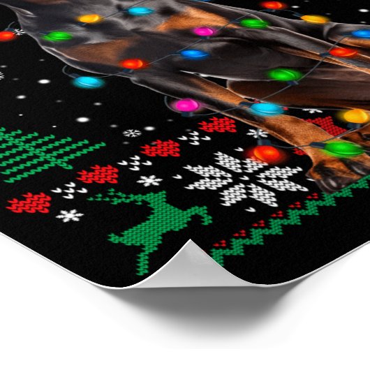 Funny Doberman Christmas Santa Hat Dog Ugly Sweate Poster (Hoek)