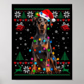 Funny Doberman Christmas Santa Hat Dog Ugly Sweate Poster (Voorkant)