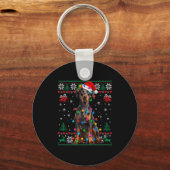 Funny Doberman Christmas Santa Hat Dog Ugly Sweate Sleutelhanger (Voorkant)