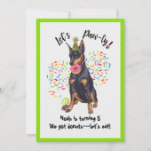 Funny Doberman Donut Birthday Party Invite Kaart (Voorkant)
