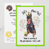 Funny Doberman Donut Birthday Party Invite Kaart (Voorkant / Achterkant)