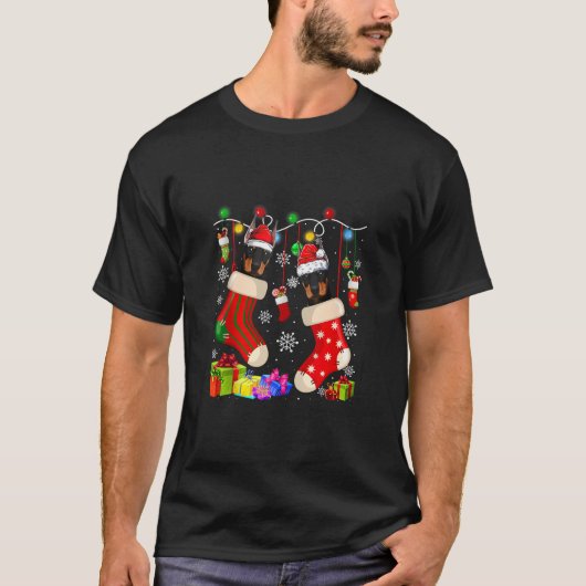 Funny Doberman Kerst Sokken Xmas Hondenliefhebber  T-shirt (Voorkant)