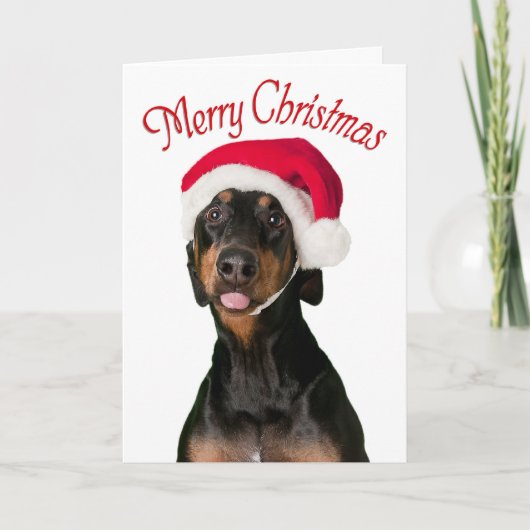 Funny Doberman-kerstkaarten voor honden Feestdagen Kaart (Voorkant)