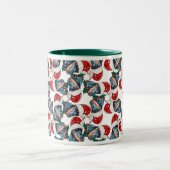 Funny Doberman-kerstpatroon Tweekleurige Koffiemok (Center)