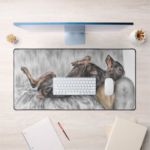 Funny Doberman over Sofa Bureaumat