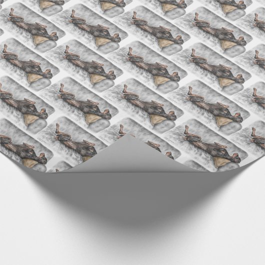 Funny Doberman over Sofa Cadeaupapier (Hoek)