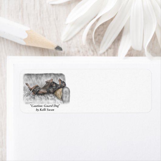 Funny Doberman over Sofa Etiket (Insitu)