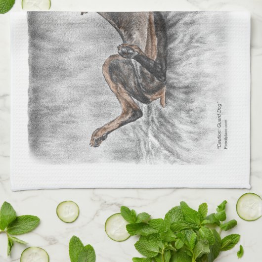 Funny Doberman over Sofa Theedoek (Gevouwen)