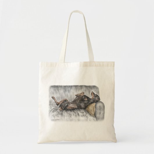 Funny Doberman over Sofa Tote Bag (Voorkant)