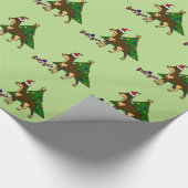 Funny Doberman Pinscher-kerstkunst Cadeaupapier (Hoek)