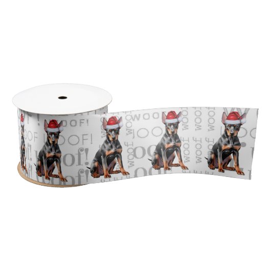 Funny Doberman Pinscher Santa Dog  Satijnen Lint (Spoel)