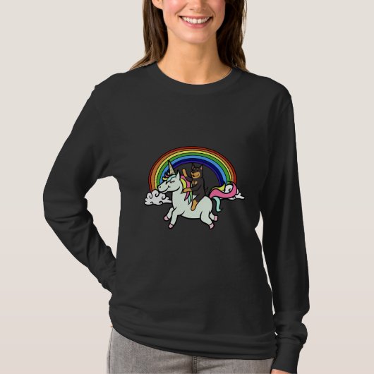 Funny Doberman Riding Unicorn T-shirt (Voorkant)