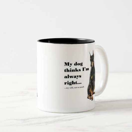 Funny Doberman tegen Mok vrouwen (Voorkant rechts)