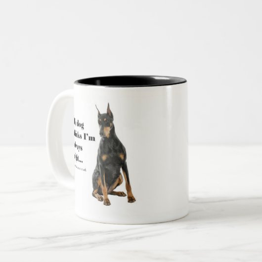 Funny Doberman tegen Mok vrouwen (Voorkant links)