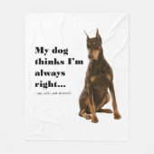 Funny Doberman tegen Wife Fleece Blanket (Voorkant)