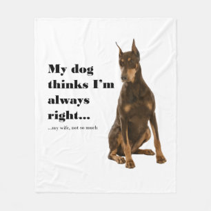 Funny Doberman tegen Wife Fleece Blanket