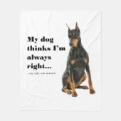 Funny Doberman tegen Wife Fleece Blanket (Voorkant)