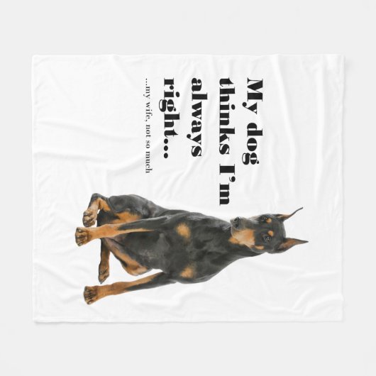 Funny Doberman tegen Wife Fleece Blanket (Voorkant (Horizontaal))