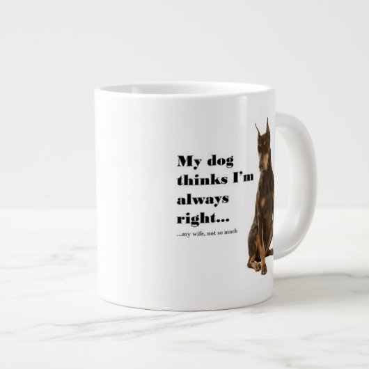 Funny Doberman tegen Wife Jumbo Mok (Voorkant rechts)