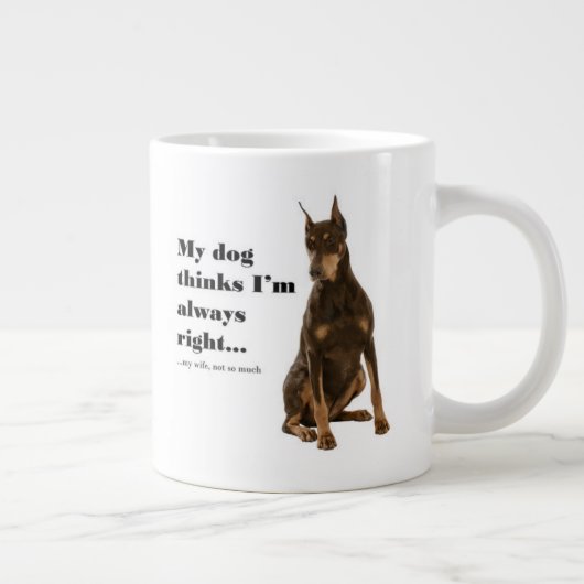 Funny Doberman tegen Wife Jumbo Mok (Rechts)