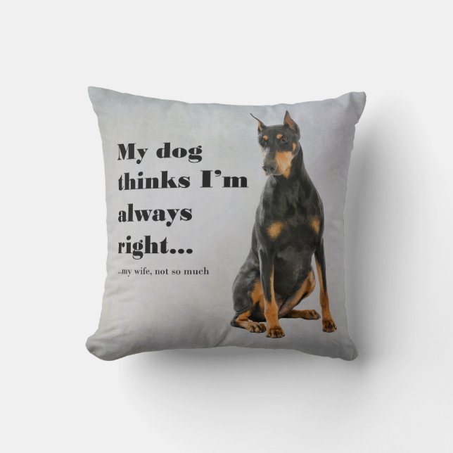 Funny Doberman tegen Wife Pillow Kussen (Voorkant)