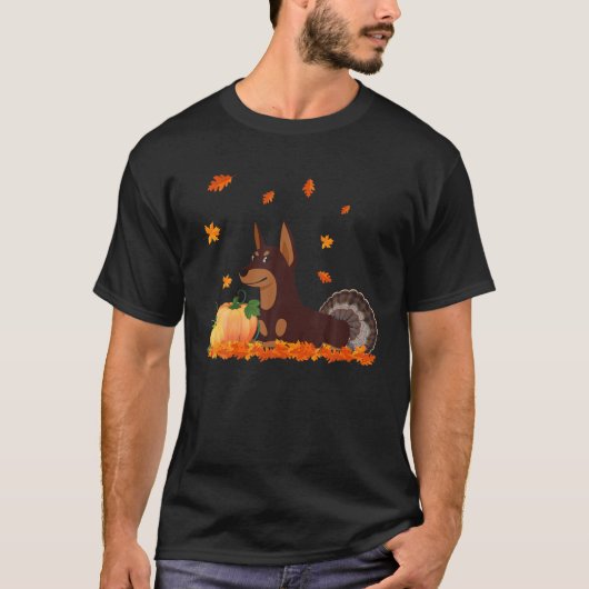 Funny Doberman Turkey Costume Thanksgiving Gift T-shirt (Voorkant)