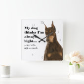 Funny Doberman v Wife Clock Vierkante Klok (Huis)
