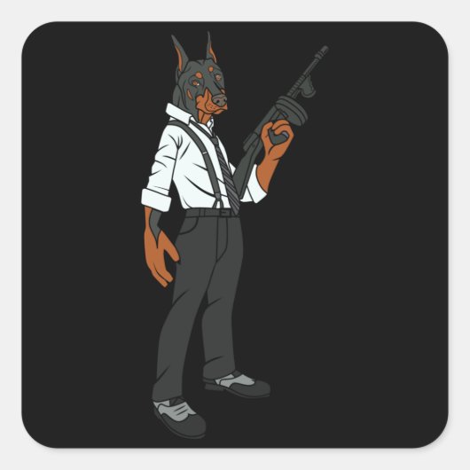 Funny Doberman Vierkante Sticker (Voorkant)