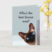 Funny Doctor Birthday Wishes Siamese Cat Kaart (Gele Bloem)