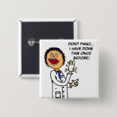 Funny Doctor Cartoon Vierkante Button 5,1 Cm (Voorkant /achterkant)