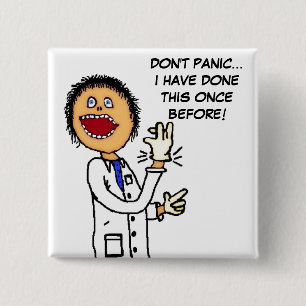 Funny Doctor Cartoon Vierkante Button 5,1 Cm