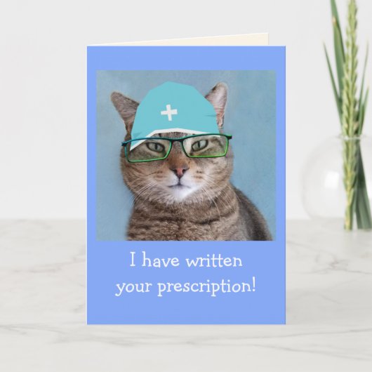 Funny Doctor Cat krijgt het goed Kaart (Voorkant)