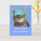 Funny Doctor Cat krijgt het goed Kaart (Gele Bloem)